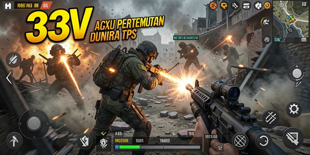 Tampilan gameplay utama 333V dengan aksi TPS yang mendebarkan.