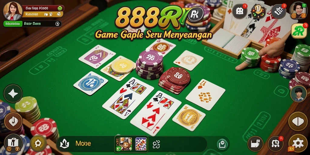 Screenshot gameplay Gaple dari 888R yang seru dan kompetitif.