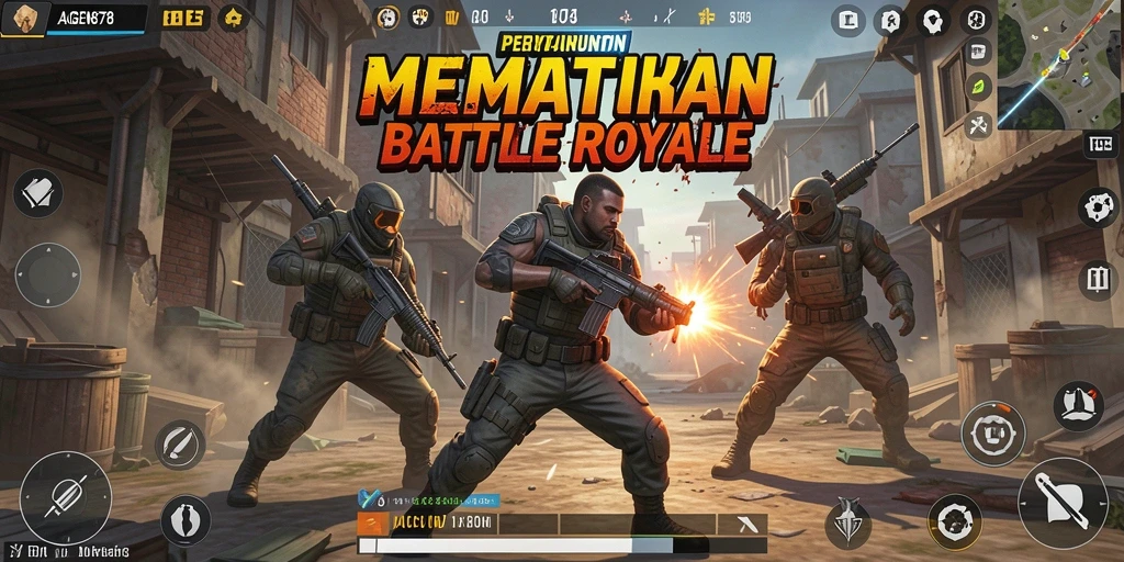 Tangkapan layar AGEN878 menunjukkan aksi intens Battle Royale.