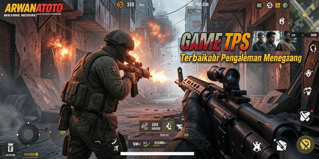 Screenshot gameplay ARWANATOTO menampilkan aksi menegangkan dalam misi TPS.