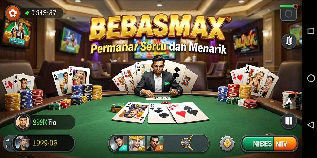 Tampilan gameplay seru BEBASMAX, siap menguji keberuntungan Anda di meja poker.