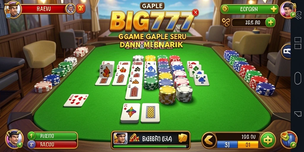 Screenshot BIG777 menampilkan gameplay Gaple yang seru dan interaktif.