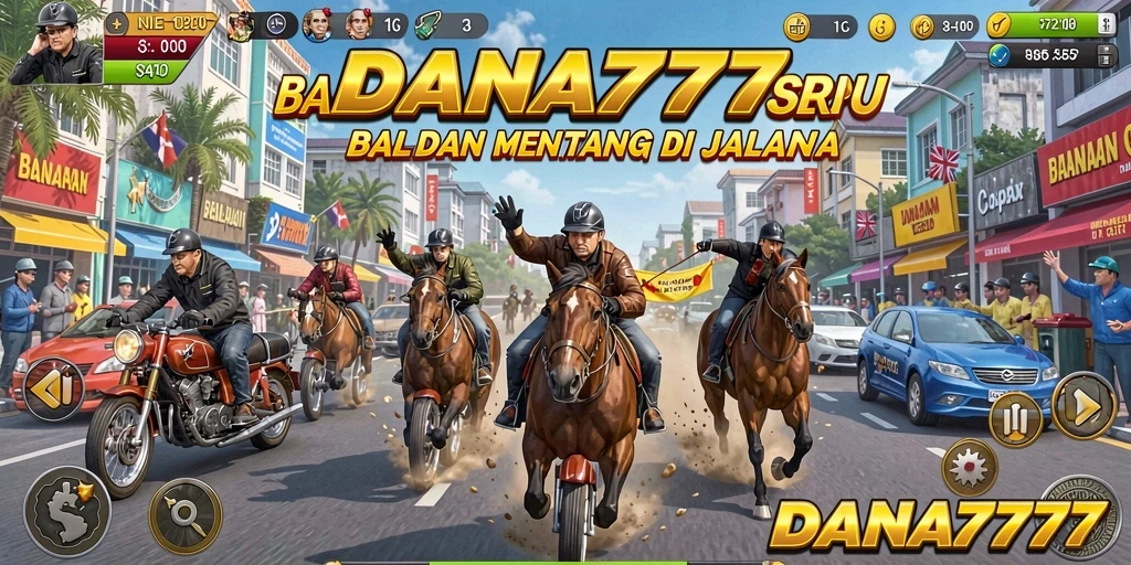 Gameplay balapan seru dalam DANA777 dengan kendaraan yang kencang.