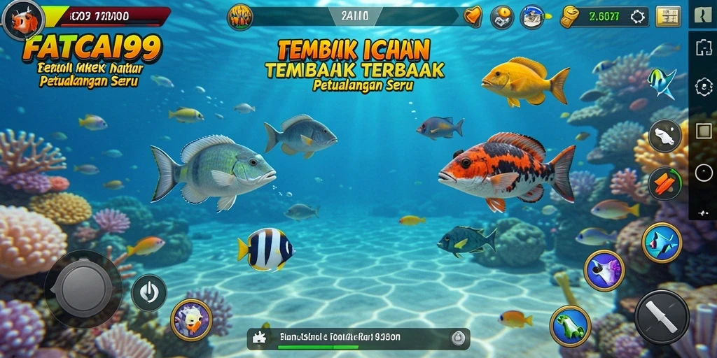 Screenshot utama menunjukkan aksi seru permainan Tembak Ikan.