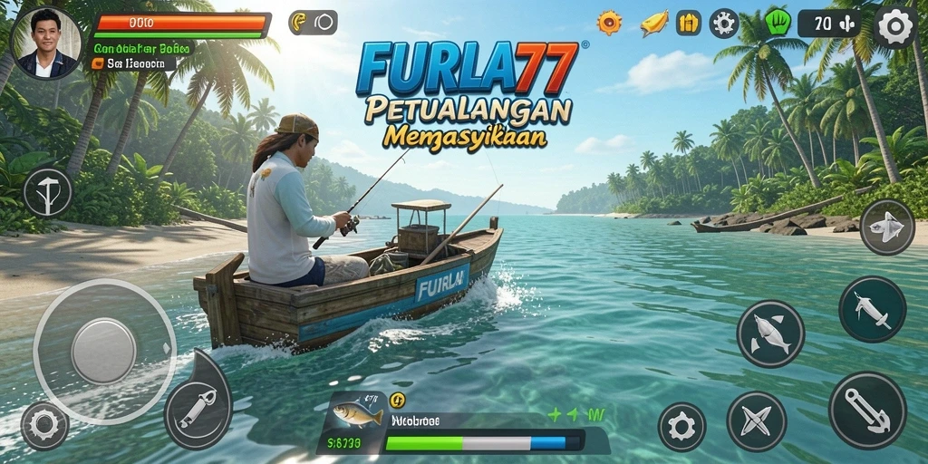 Tampilan gameplay FURLA77 dengan serunya aktivitas memancing.
