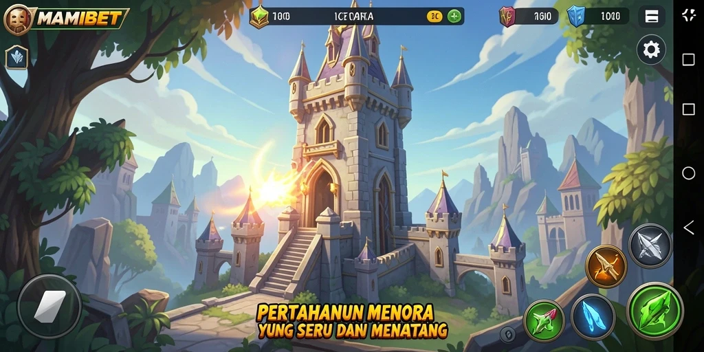 Tampilan gameplay seru Tower Defense di MAMIBET.
