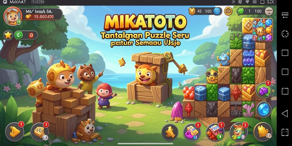 Tampilan gameplay seru di MIKATOTO dengan beragam teka-teki memukau.