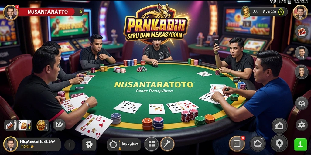Screenshot gameplay NUSANTARATOTO menampilkan suasana poker yang menegangkan.