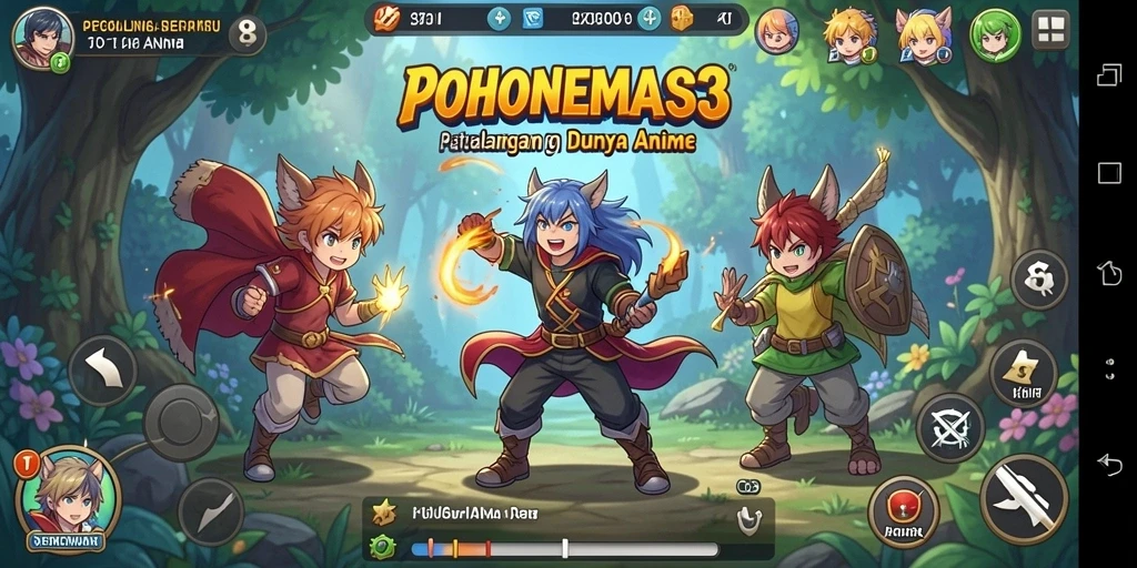 Tampilan permainan seru dari POHONEMAS33 dengan karakter anime favorit.