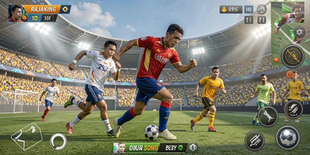 Tampilan gameplay <strong>RAJAKING</strong> yang seru dan menegangkan di lapangan.