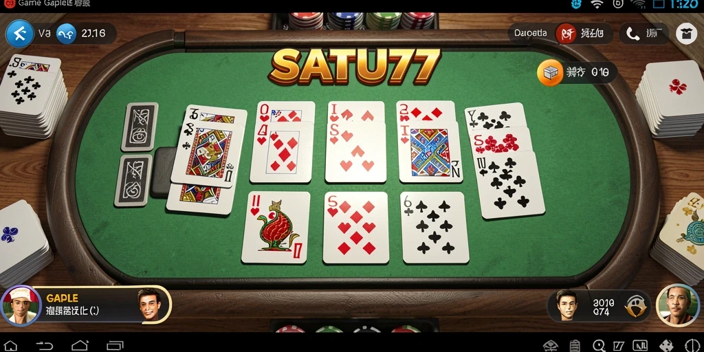Tampilan seru dalam gameplay Gaple di SATU77.