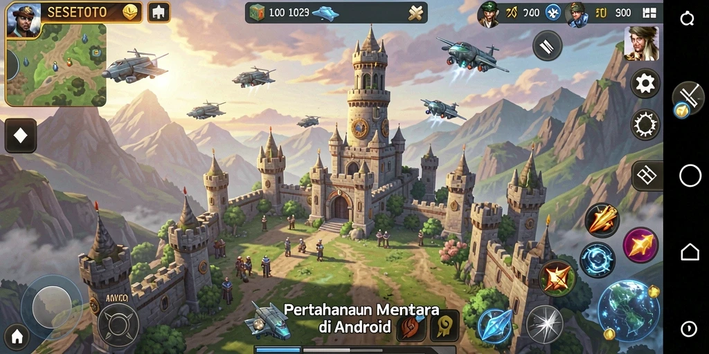 Screenshot gameplay SESETOTO yang menampilkan strategi Tower Defense.
