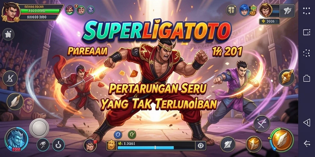 Gameplay SUPERLIGATOTO yang penuh aksi dan pertarungan seru.