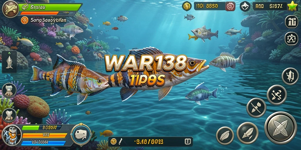 Tampilan gameplay seru di WAR138 dengan berbagai ikan untuk ditangkap.