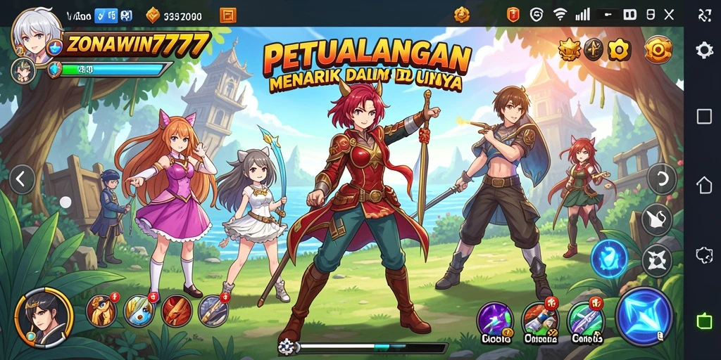 Tampilan gameplay ZONAWIN777 yang penuh warna dan petualangan seru.